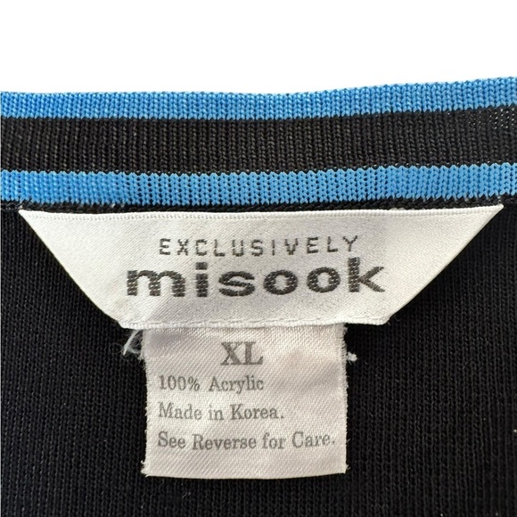 Misook Exclusively 2-Piece Knit Set Black Blue Trim Cardigan & Tank Top XL B459 - Picture 8 of 12